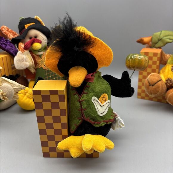 Home Interiors Fall Decorations Autumn Plush Scarecrow Crow Bear & Turkey 6-8” - Picture 4 of 10